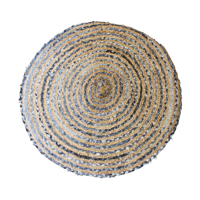 Runder Teppich aus Jute und recyceltem Denim – 90 cm