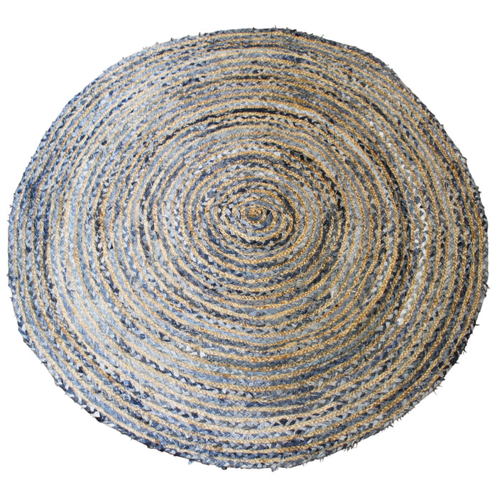 Runder Teppich aus Jute und recyceltem Denim – 150 cm