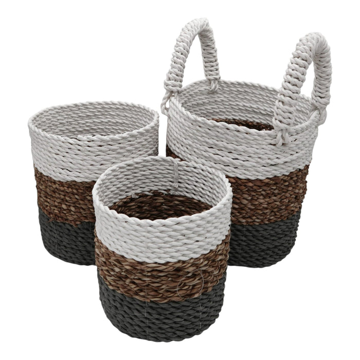 Seegras-Körbe – Grau, Natur & Weiß – 3er-Set