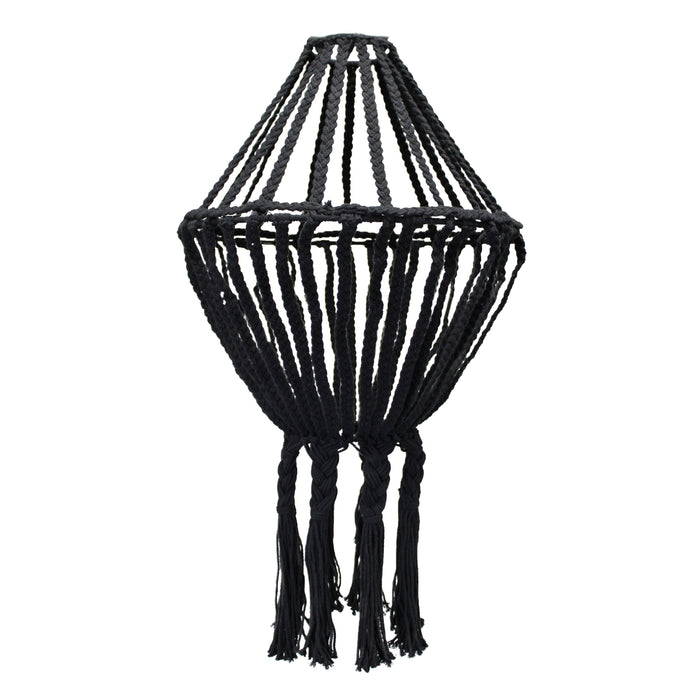 Macrame Large Drop Cotton Rope Chandelier - Black