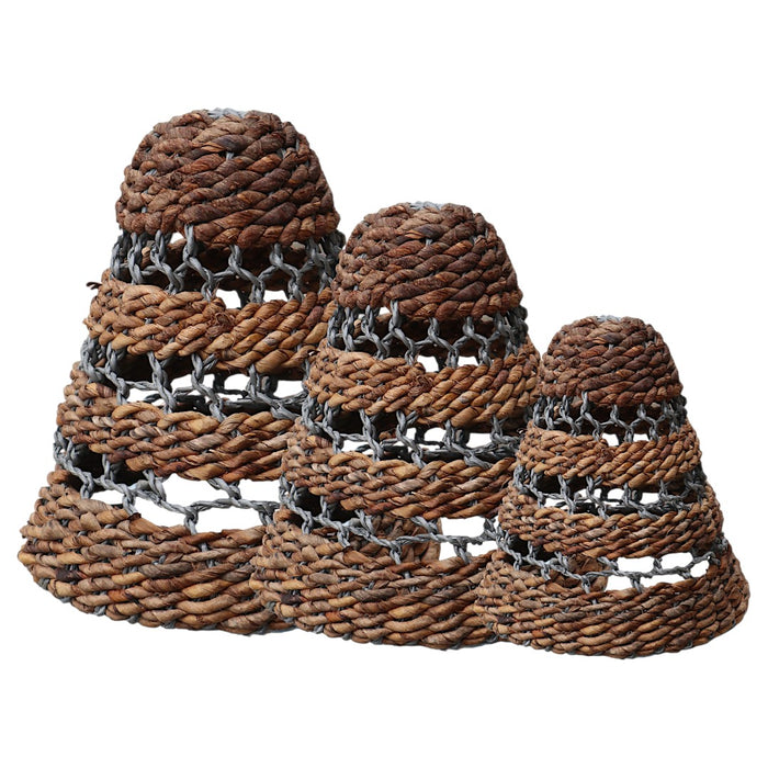 Banana Leaf & Abu-Abu Raffia Lamp Shades - Set of 3