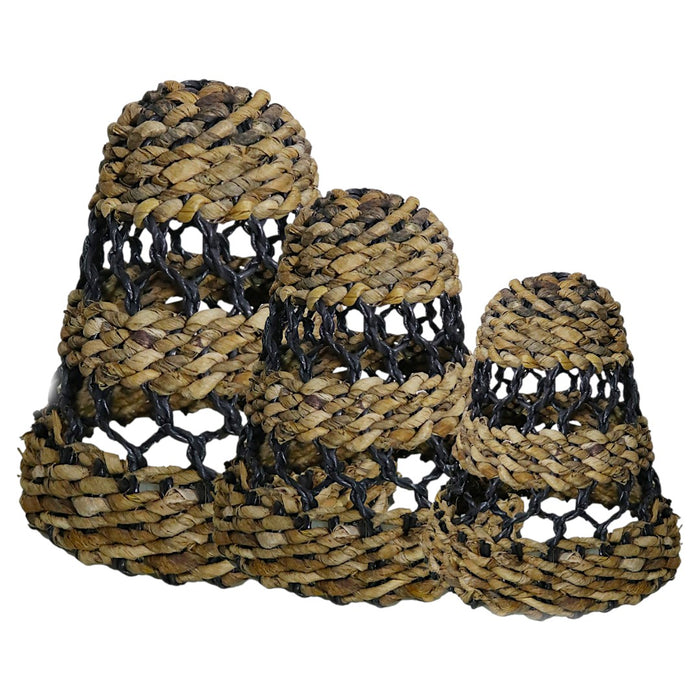 Banana Leaf & Hitam Raffia Lamp Shades - Set of 3