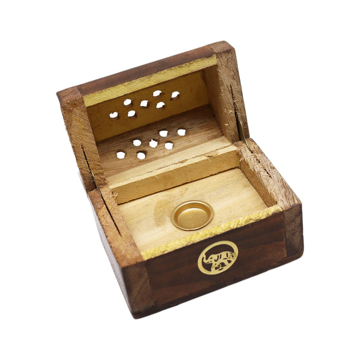 Kleine Räucherkerzenbox aus Mangoholz