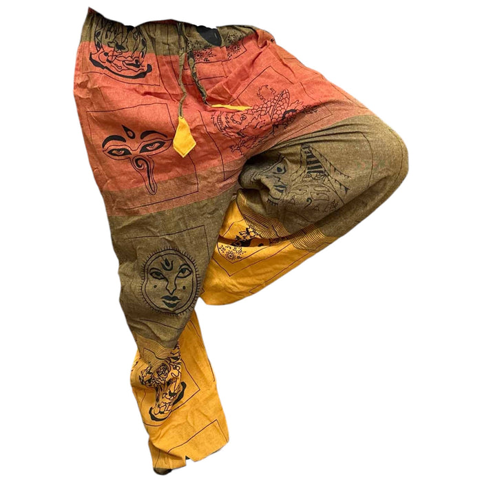 High Cross Yoga & Festival Pants - Himalayan Print, Orange