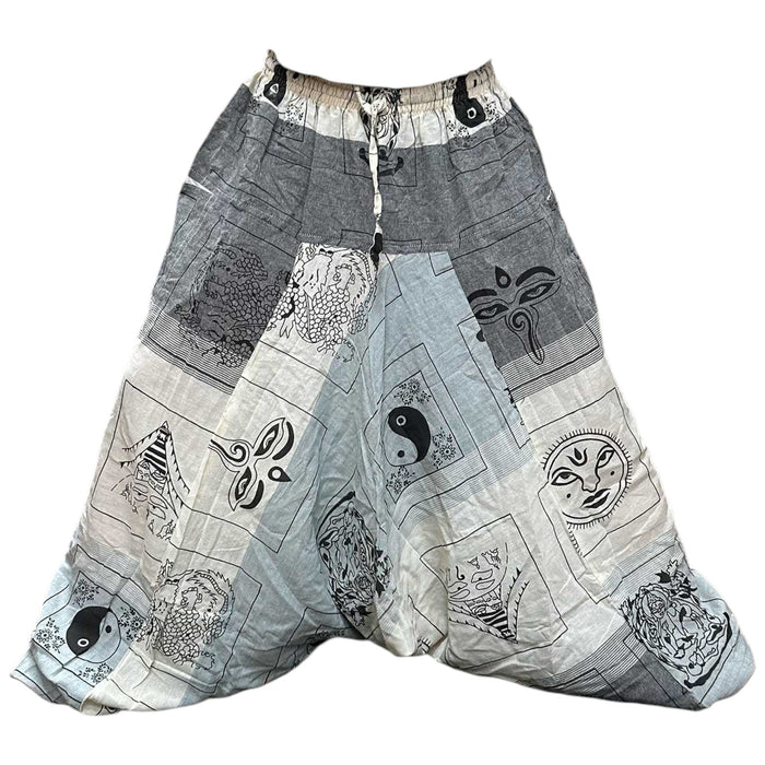 Aladdin Yoga & Festival Pants - Himalayan Print, Grey