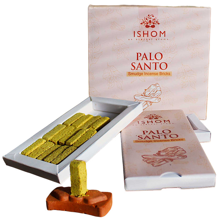 ISHOM Incense Smudge Bricks and Burner - Palo Santo