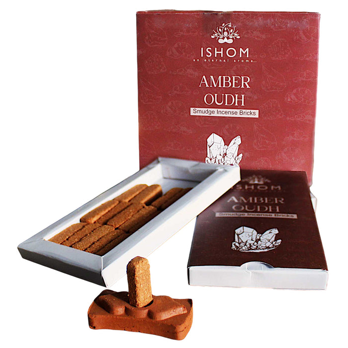 ISHOM Incense Smudge Bricks & Burner - Amber Oudh