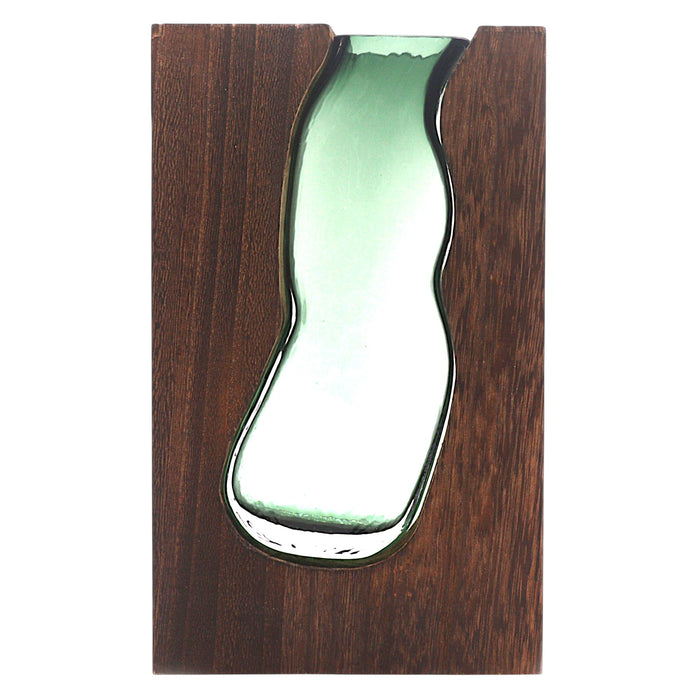 Große dunkle Vase / Terrarium aus Tung-Holz und Glas