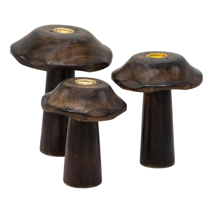 3 flache Räucherkegel-Pilze im Set