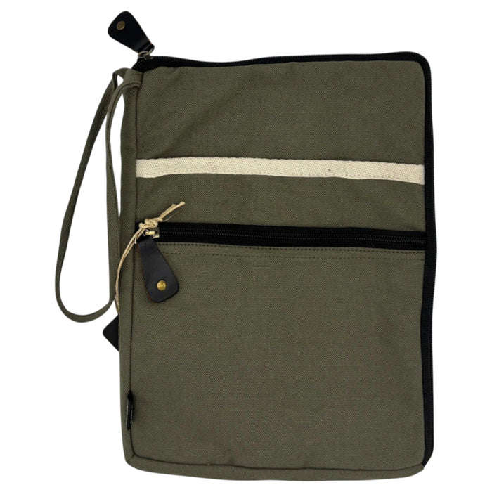 Große Laptop-Tasche aus Segeltuch – Oliv