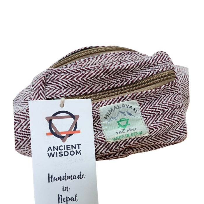 Gürteltasche im Baumwoll-Hanf-Stil – Weinrot
