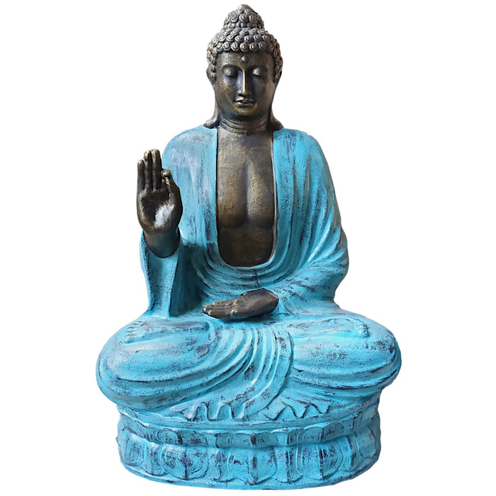 Großer Buddha aus Türkis und Stein auf Lotus – 2 m
