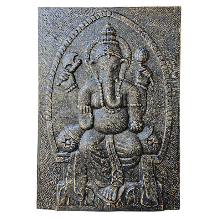 Large Antique Gold Ganesha Relief - 1M
