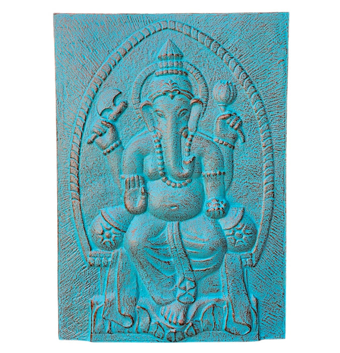 Large Turquoise Ganesha Relief - 1M