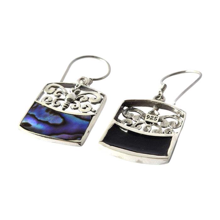 Boucles d'oreilles en argent sterling et coquille d'ormeau - Libellule