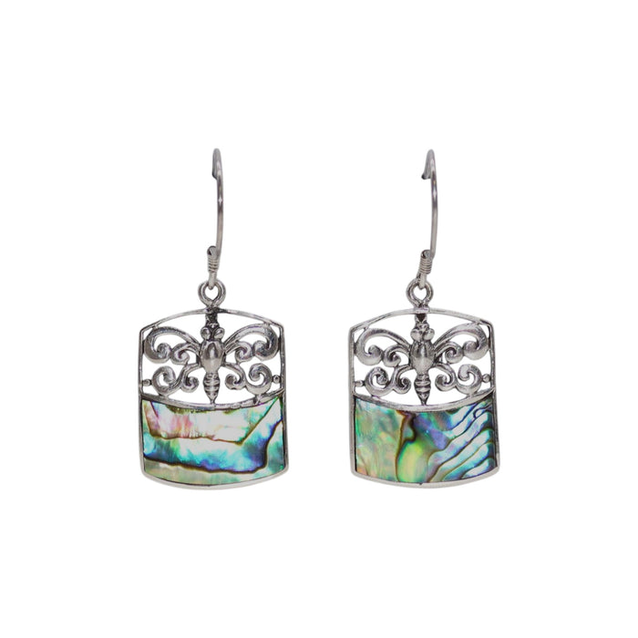 Boucles d'oreilles en argent sterling et coquille d'ormeau - Libellule