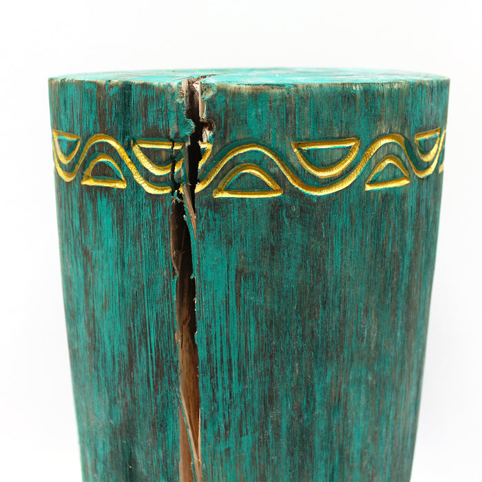 Albasia Wood Tribal Plant Stand - Turquoise
