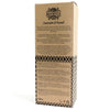 Kraft-colored cardboard box with black ornate logo and geometric pattern for 200ml lavender and sweet fennel essential oil reed diffuser with rattan sticks