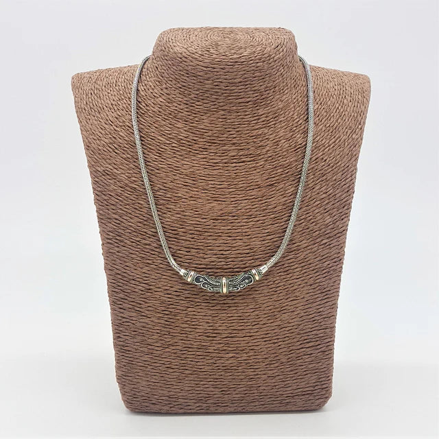 Halskette aus Sterlingsilber & 18 Karat Gold – Stammesmuster