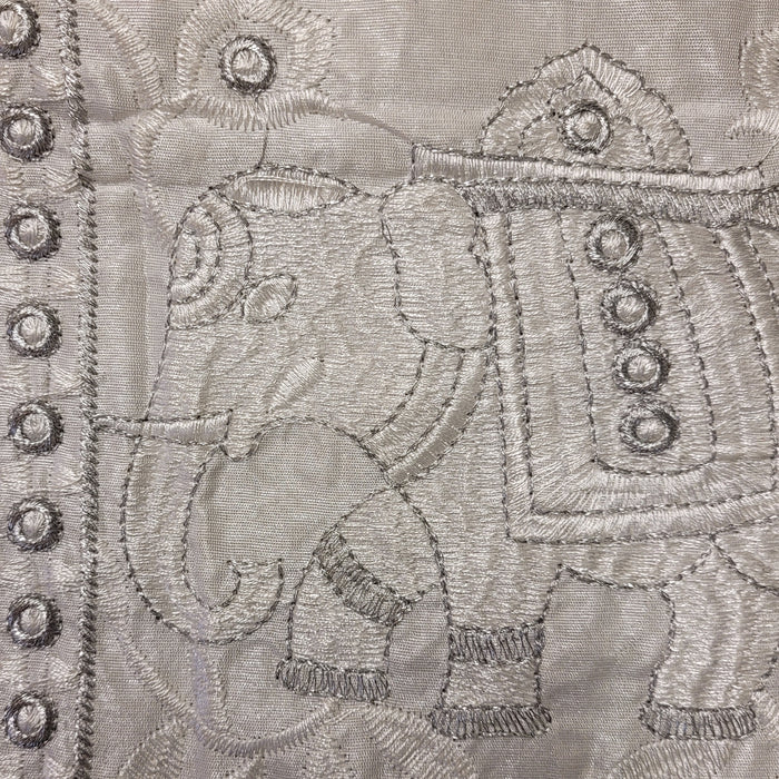 Metallic Thread Embroidered 'Elephant' Cushion Cover