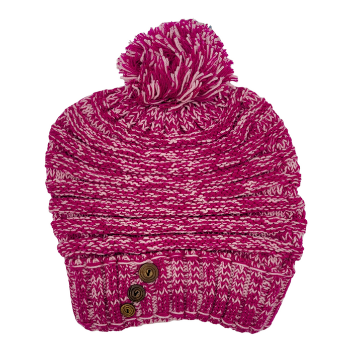 Beanie-Mütze mit Bommel aus 100 % Wolle (Erwachsene)