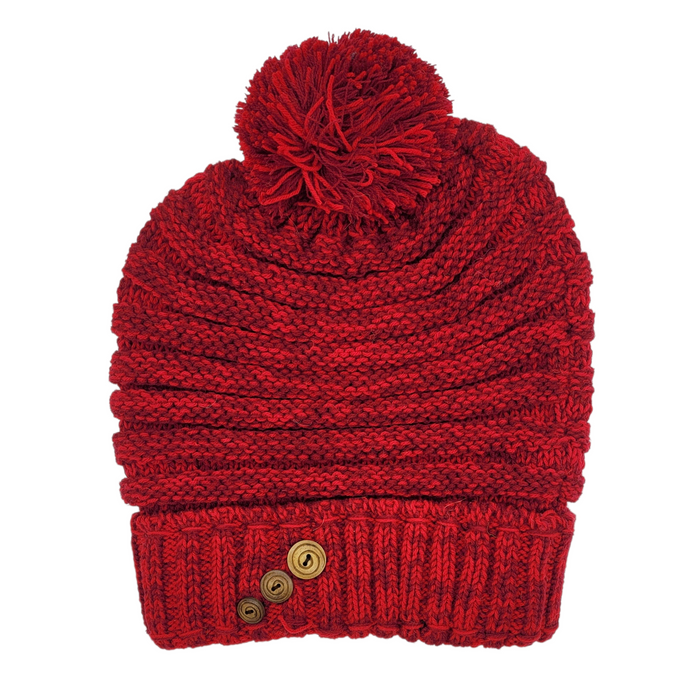 Beanie-Mütze mit Bommel aus 100 % Wolle (Erwachsene)