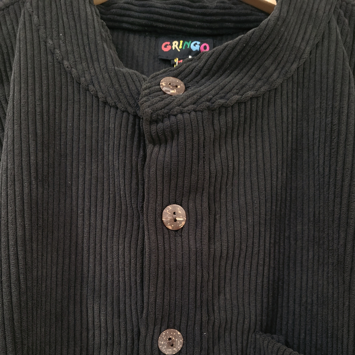 GRINGO FAIRTRADE Cord Grandad Shirt - Black