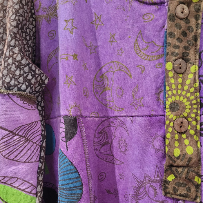 GRINGO FAIRTRADE Loose-Fit Patchwork Tunic Dress - Purple