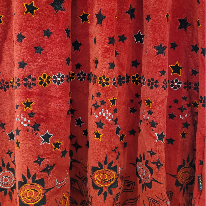 Velour Top With Embroidered Stars & Flowers