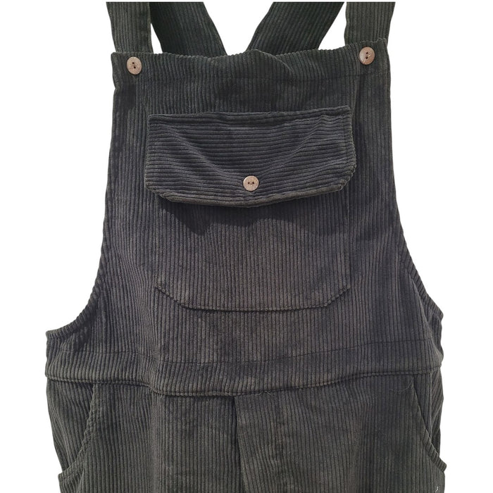 GRINGO FAIRTRADE Long Jumbo Cord Dungarees - Black