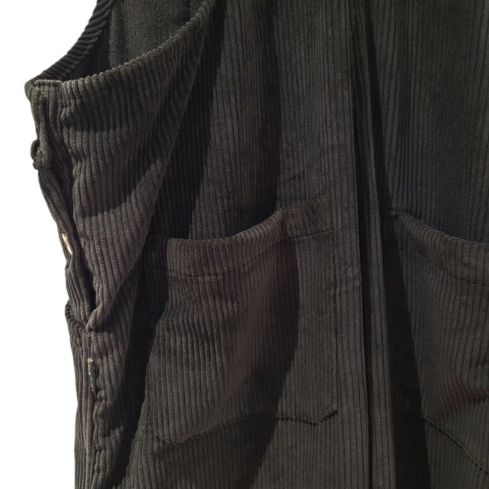 GRINGO FAIRTRADE Long Jumbo Cord Dungarees - Black
