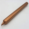 A slender metallic copper non drip bistro dinner candle made of smooth cylindrical wax sold individually