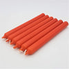 Six vibrant orange 21cm non-drip bistro dinner candles with smooth bodies and white wicks sold individually