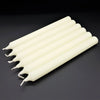 Six off-white 21cm non-drip bistro dinner candles with smooth cylindrical bodies and pointed tips sold individually