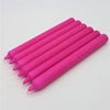 Six vibrant fuchsia 21cm non-drip bistro dinner candles with smooth surfaces and pointed tips sold individually