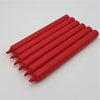 Six vibrant red 21cm non-drip bistro hexagonal taper candles with smooth wax surfaces sold individually