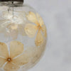 A 3 inch clear glass floral botanical bauble with delicate pale yellow preserved flowers inside