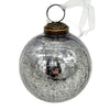 3 inch large slate crackle glass ball ornament with silver crackled glass and bronze metal cap hanging loop