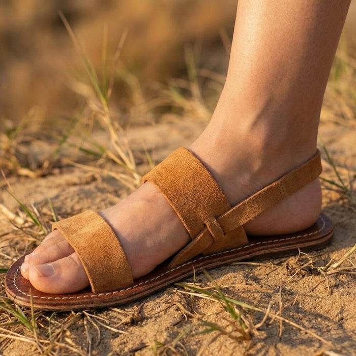 Women's Handmade Suede Leather Sandals - Double Strap/Ankle Strap (Sizes 5½ 6½ 7 8)