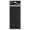 Black tissue paper sheets packaged in a clear sleeve with wrap and roll label for gift wrap use