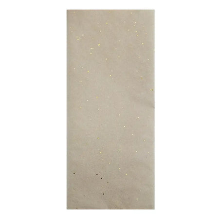 Beige textured tissue paper with scattered gold foil specks shown as part of six sheets gift wrap tissue paper set