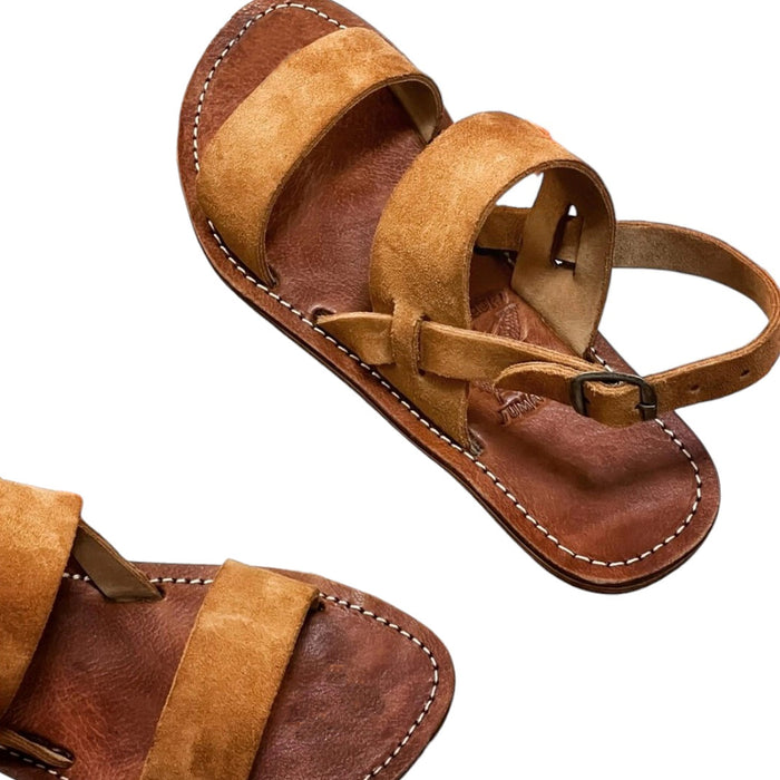 Women's Handmade Suede Leather Sandals - Double Strap/Ankle Strap (Sizes 5½ 6½ 7 8)