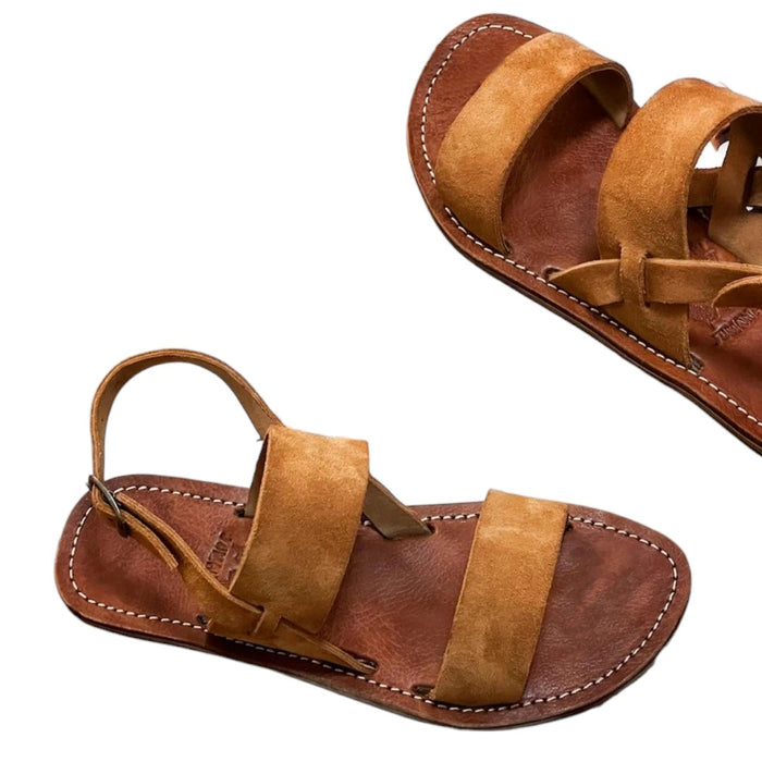 Women's Handmade Suede Leather Sandals - Double Strap/Ankle Strap (Sizes 5½ 6½ 7 8)