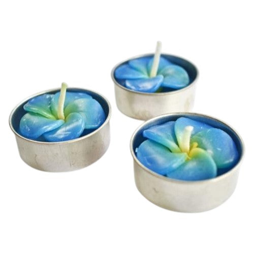 Blue Floral Scented Tealights - Frangipani (Pack of 10)