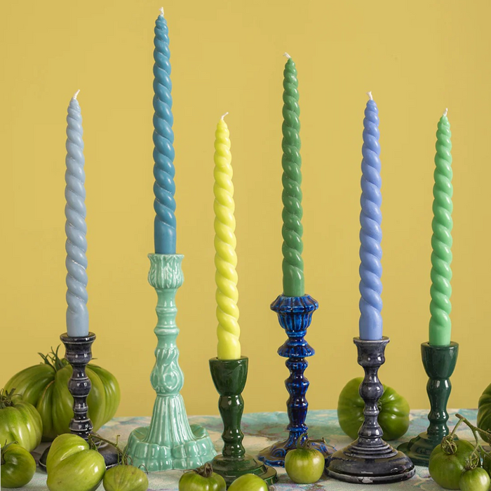 DAISY SNOW Set of Six Twisted Dinner Candles - 'Coast'