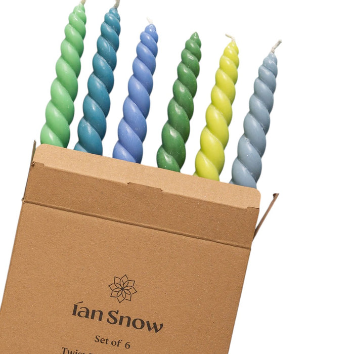 DAISY SNOW Set of Six Twisted Dinner Candles - 'Coast'