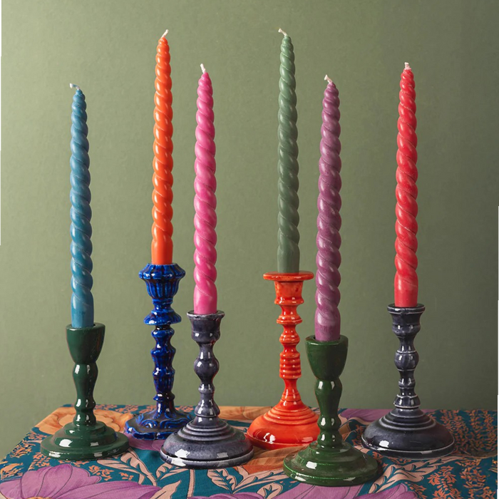 DAISY SNOW Set of Six Twisted Dinner Candles - 'Twilight'
