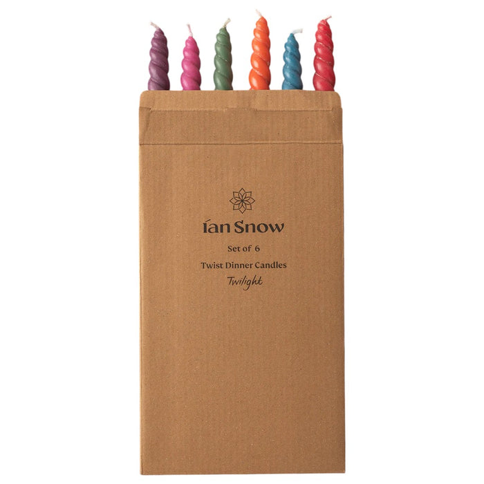 DAISY SNOW Set of Six Twisted Dinner Candles - 'Twilight'