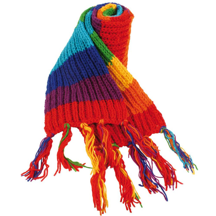 Chunky-Knit Rainbow Wool Scarf