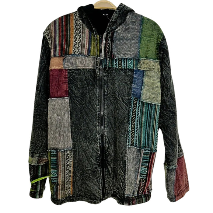 GRINGO FAIR TRADE Blaue Stonewashed Jacke mit Sternenmuster